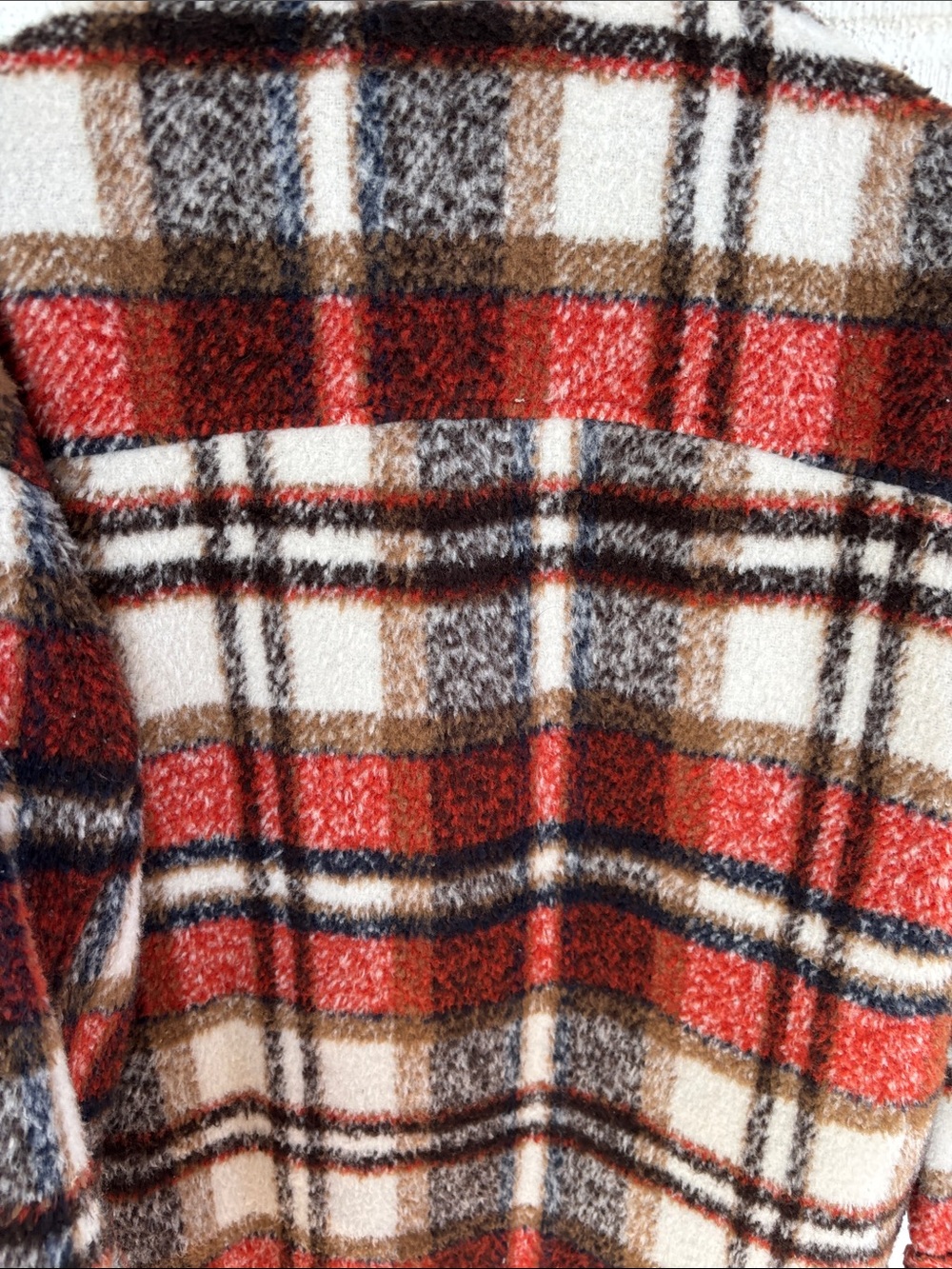 Zara Oversized Plaid Utility Shacket Jacket in Rust, Navy & Cream sz L - Picture 7 of 7
